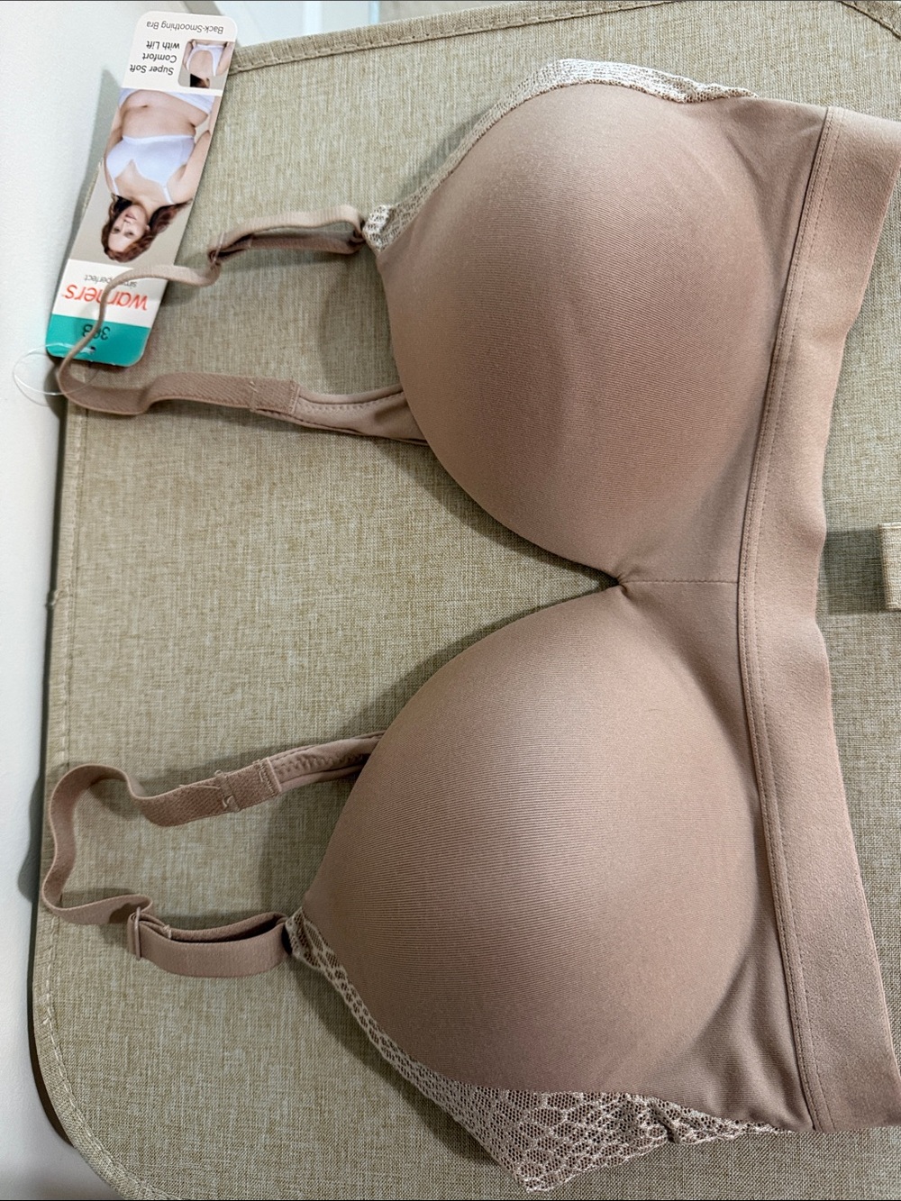 Warner's Beige Smooth T-Shirt Bra with Lace Trim